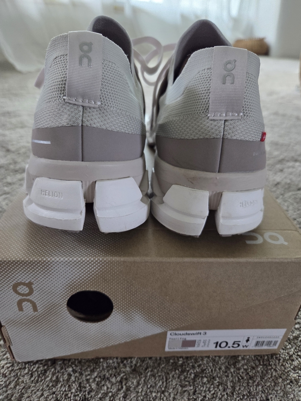 Women's ON Cloudswift 3 Pearl/ Fog Running/Walking Shoe Size 10.5 - Picture 2 of 8